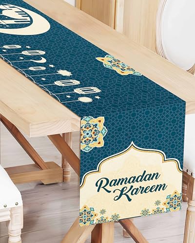 OLEEK Ramadan Table Runner 100x13in- Ramadan Decorations for Home 2026 - Ramadan Mubarak Table Runner- Ramadan Runner - Ramadan Decor - Ramadan Table Decor - Ramadan Gifts زينة رمضان كريم ديكور - size: 108X13