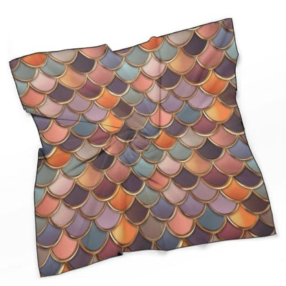 Women’s Square Scarf 27"x27", Lightweight Chiffon Satin Feel Fashion Scarf for Neck Hair Band Head Wrap Bag Accessory - color: Colorful Fish Scale