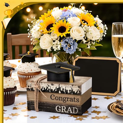 4 Pcs Graduation Table Decorations Graduation Tiered Tray Decorations Class of 2026 Wooden Decorative Books Block Centerpiece Farmhouse Congrats Grad Sign Gifts for Home Shelf Office - style: Car