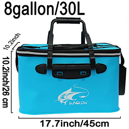 Grneric Fishing Bucket, 6Gallon/8Gallon/10Gallon Foldable Fish Bucket,Live Fish Container Multi-Functional Live Fish Bait Bucket,Outdoor Camping EVA Fishing Bag and Fish Protection Bucket - color: 30l/8gallon(blue)