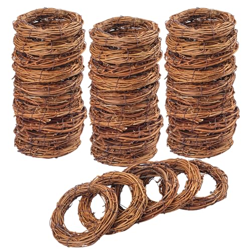 35 Pieces 4 Inch Natural Grapevine Wreath - size: 35 Pcs 4 Inch Brown