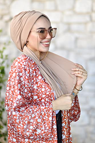 para life Dubai Turbans for Women, Breathable Instant Turban|Std Size Stretchable Cotton|Hijab Cap&Undercap - color: Caramel