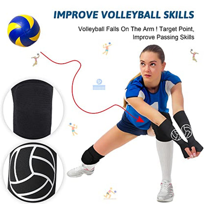 Hungdao 2 Set Volleyball Knee Pad and Arm Sleeve Volleyball Accessories Stuff Forearm Elbow Sleeve Wrist Guard with Protection Pad and Thumb Hole for Women Men Adult - color: Classic