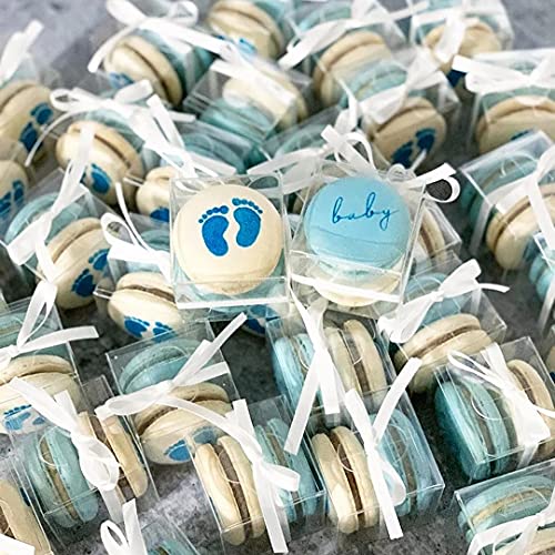 100 Pack 2x2x2 Inches Clear Favor Boxes with Ribbons, Mini Transparent Cube Treat Boxes for Candy & Chocolate Bomb, Plastic Individual Macaron Packaging Box for 2 - color: 2x2x2 Inch