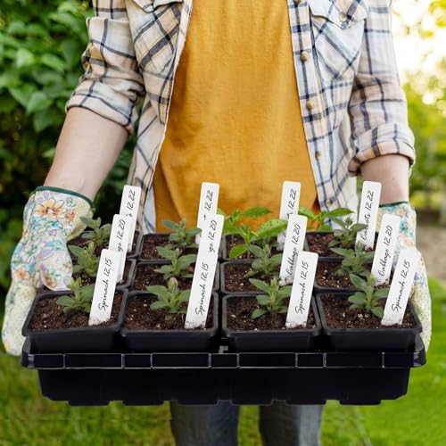 Nuenen Seed Starter Tray 6 Pcs, 3.5 Inch Square Nursery Pots 72 Pcs, Seed Starting Pot with Drainage, Seedling Trays, Microgreenings Plant Propagation Germination Tray, 6 Set