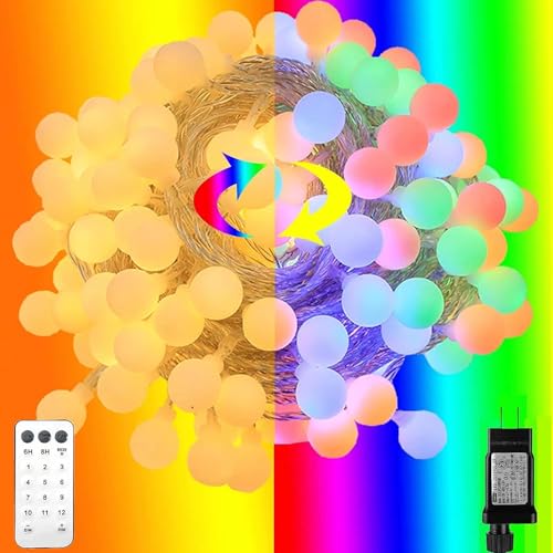 RaThun 180ft Globe String Lights with Remote, Multicolor & Warm White - size: 180ft Multicolor Plug In String Lights