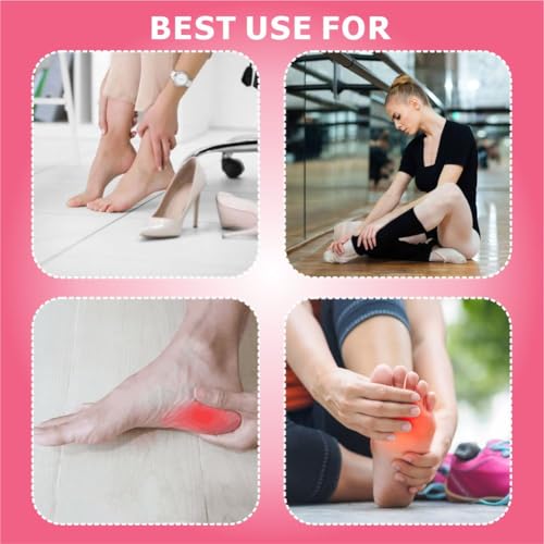 EDWERD Foot Fascia Stretcher Strap Plantar Fasciitis Relief Band for Muscle Relaxation Foot Massage, 5.4" L x 4.9" W, 4 Pcs (Pink) - color: Pink