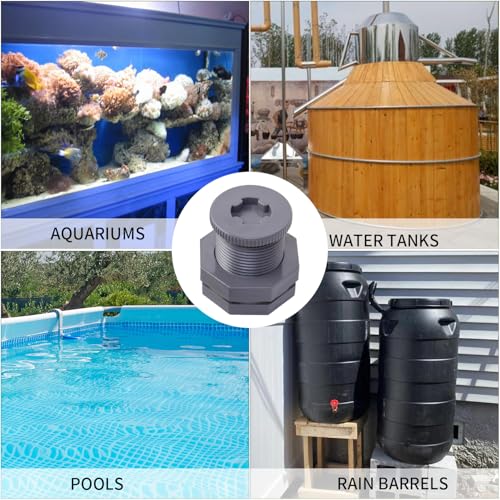 ChillWaves PVC Bulkhead Fitting 3/4" Double Thread Connector Adapter with Plugs for Water Tank, Aquariums, Rain barrels(4-PACK) - size: 3/4 INCH, style: Bulkhead Fitting + Plug