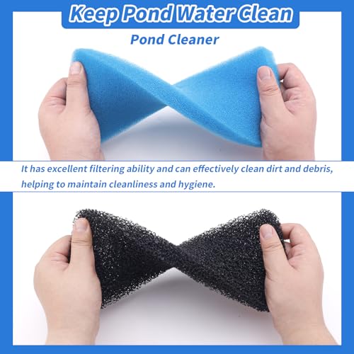 4 Sets Pond Filter Pads, Coarse and Fine Sponge Pond Filter Media Compatible with 52231 and 52229 Box for Outdoor Aquariums Fountains