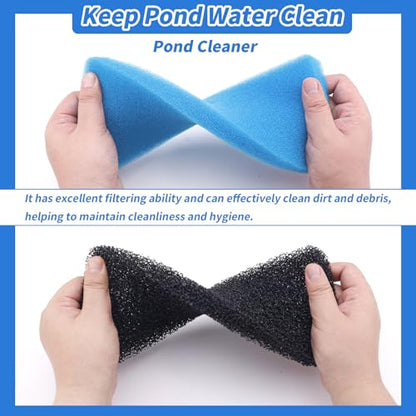 4 Sets Pond Filter Pads, Coarse and Fine Sponge Pond Filter Media Compatible with 52231 and 52229 Box for Outdoor Aquariums Fountains