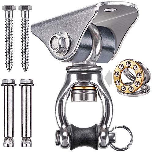 SELEWARE Silent Swing Hanger Heavy Duty Bearing Swing Hooks 1 Pack | 360° Swivel Stainless Steel Ceiling Mount for Porch Swing Hammock Chair Heavy Bag Yoga Silk Suspension Straps Olympic Rings - color: Multi ( 1 Pack 360° Bearing Swing Hanger )