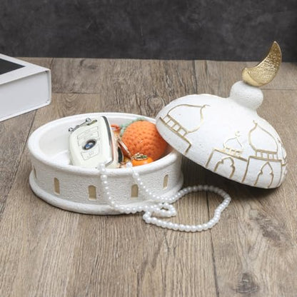 Islamic Cultural Decor Collection - Handcrafted Resin Mosque Models & Tower Ornaments for Home/Office Display Ramadan Decoration (Storage Basin) - style: Storage basin