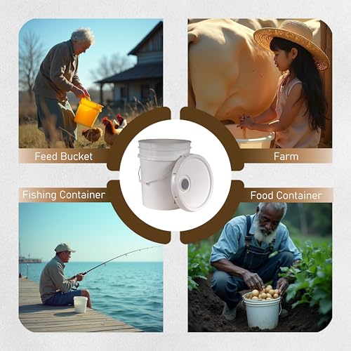 ATERET 3.5 Gallon White Bucket & Lid - Durable 90 Mil All Purpose Pail - Food Grade - BPA Free Plastic - Made in USA (12 Pack) - size: 12 Pack