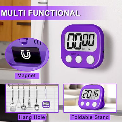 ZILLEEN Classroom Timer for Kids Teachers 2 Pack Digital Timers, Purple & Yellow - color: Purple & Yellow