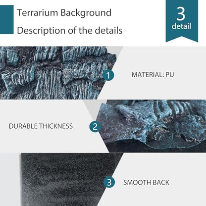 4pcs Rock Terrarium Background,3D Reptile Tank Background Board,Amphibian Stereo Backdrop Wall,Lizard Snake Gecko Spider Chameleon Turtle Fish pet silo Background Decorative Panel - color: Blue-11.8"*8.8"（4pcs）