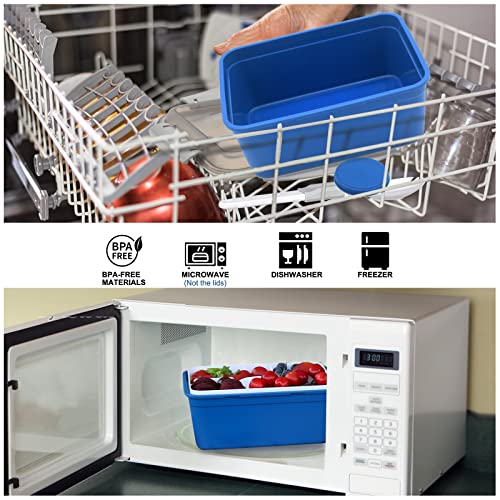 shopwithgreen LARGER Salad Containers To Go for Lunch (3 Pack), Bento Box with Dressing Pots & 5-Compartment Removable Tray, Microwave and Dishwasher Safe, BPA-free, 64 oz - color: Dark Green&Rose Red&Dark Blue