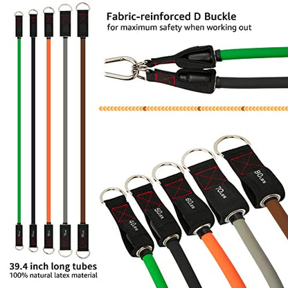 Resistance Bands with Handle Set - for Men and Women, Workout Bands for Strength Exercise, with Handles, Door Anchor & Ankle Straps, for Rehab, Yoga and Fitness