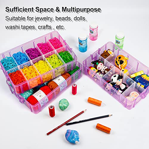 7 Layers Stackable Storage Container, 70 Adjustable Compartments (Purple) Stackable Storage Container, Perfect for Kids Toys, Art Crafts, Jewelry, Supplies, Mini Case & Letter Sticker Included - color: PURPLE
