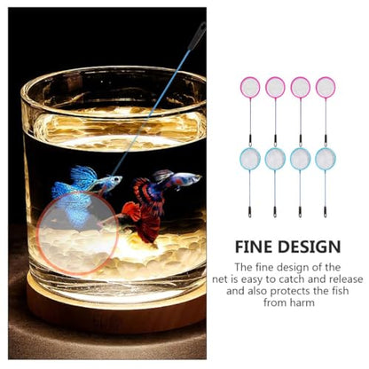 Balacoo 8pcs Plastic Fish Landing Nets with Dense Mesh for Aquarium and Shrimp Tanks Portable Fine Mesh Fishing Nets for Fish Tank Cleaning Random Color