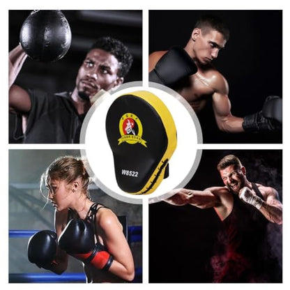 Punching Pads - High Density Foam Material, Strike Training Tool, Shock Absorbing Durable Kickboxing Mitts, Handheld Combat Practice | Thai Karate MMA for Home Gym Workout Exercise - color: Yellow