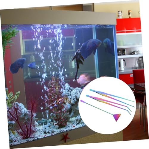 Happyyami 3pcs Stainless Steel Aquascaping Tool Set Straight Curved Tweezers Spatula for Aquarium Plant Care for Fish Tank Cleaning Maintenance