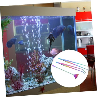 Happyyami 3pcs Stainless Steel Aquascaping Tool Set Straight Curved Tweezers Spatula for Aquarium Plant Care for Fish Tank Cleaning Maintenance