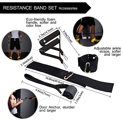 Resistance Bands with Handle Set - for Men and Women, Workout Bands for Strength Exercise, with Handles, Door Anchor & Ankle Straps, for Rehab, Yoga and Fitness