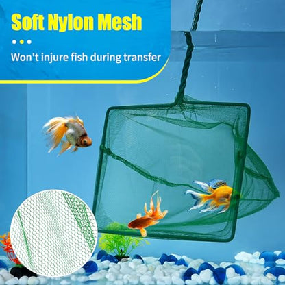 AQUANEAT 8 Inch Aquarium Fish Net, Wastes Skimming Cleaning Tool with Firm Handle for Fish Tanks Small Ponds