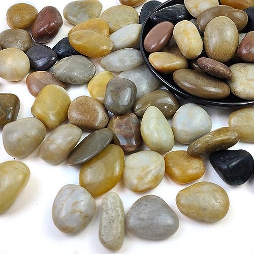 10LB High Polished Colorful River Rocks,1-2.2 Inch Mixed Color Pebbles for Garden Landscaping, Decorative River Rocks for Fish Tank, Aquarium, Vase Filling, Outdoor Decorative River Rocks - size: 10LB, style: Mixed Color