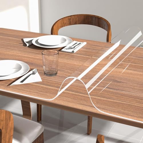 NATRKE Clear Table Protector 47.2"x23.6" Inch, 1.5mm Thick, Waterproof PVC Clear Table Cover Protector, Clear Plastic Tablecloth Protector, Dining Table Protectors Pads, Coffee Table - color: Clear, size: 23.6" x 47.2"