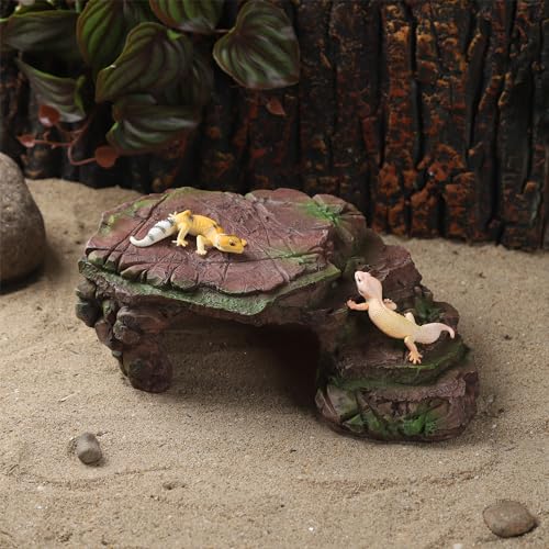 IBWell Turtle Basking Climbing Platform Aquarium Fish Tank Ornament Reptile Climbing Ramp Decorations for Salamanders Amphibians Newts, Terrace Tortoise Resting - Sienna - style: Sienna