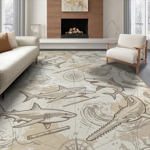 8'x10' Washable Flatwoven Rug, Tan Distressed Shark Stain Resistant Extra Large Carpet Non-Slip Chair-Friendly Mat for Dining Room, Large Office, Lounge | Ref:2067336 - color: Beige/Pattern 33, size: 8' x 10' (Rectangular)