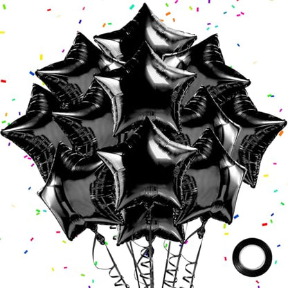 Black Star Balloons Black Star Foil Balloon Set Mylar Helium Metallic 12pcs 18 Inch Birthday Decorations Room Decor Graduation Decoration Party Baby Shower Anniversary Wedding - style: Black