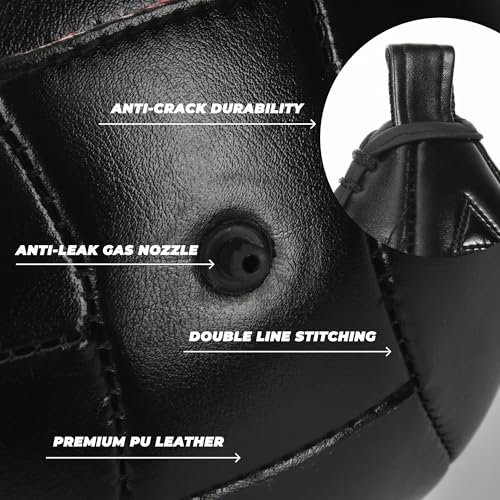 BOXERPOINT Speed Bag for Boxing - Durable PU Leather Punching Bag for Adults - Anti-Leak Boxing Bags Home Gym Training Equipment, Portable Heavy Bags - Large Reflex Ball, Indoor & Outdoor