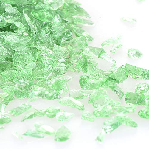 Shiny Stone High Luster Reflective Fire Glass Gravel,Fire Gems,Fire Drops,Fire Glass Pebbles Stones Beads Chips for Fire Pit Fish Tank Aquarium Garden,3-6mm 305g/0.67lb (Light Green) - color: Light Green
