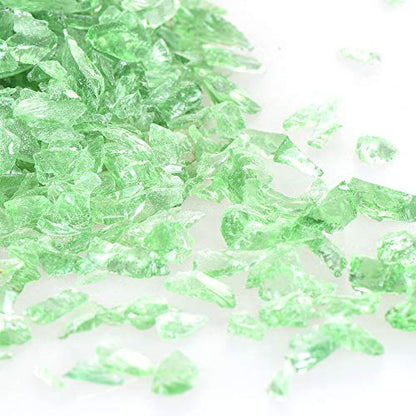 Shiny Stone High Luster Reflective Fire Glass Gravel,Fire Gems,Fire Drops,Fire Glass Pebbles Stones Beads Chips for Fire Pit Fish Tank Aquarium Garden,3-6mm 305g/0.67lb (Light Green) - color: Light Green