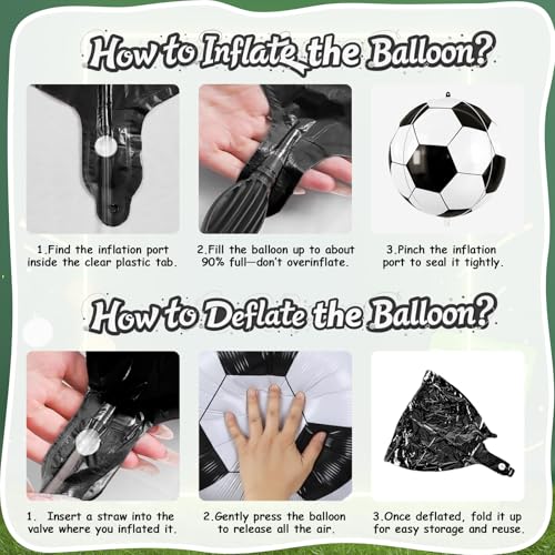 Soccer Balloons, 6 Pcs Large Foil for Boys Sports Birthday Party Decor - style: Soccer