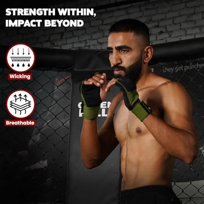 WYOX Gel Boxing Hand Wraps & Curved Focus Mitts Bundle for Men & Women Adults – 80cm Wrist Straps, Padded Knuckle Support, Neoprene Inner Glove Gel Padding, MMA Muay Thai Kickboxing Training Pads