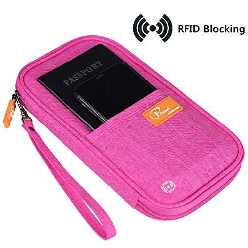 VanFn RFID Travel Passport Wallet, Family Passport Holder, Trip Document Organizer P.Travel Series (Rose Red) - color: Rose Red