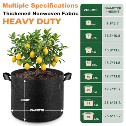 Songrey 10-Pack 5 Gallon Grow Bags | Thickened Nonwoven Fabric Pots, Outdoor Heavy Duty Garden Planters, Potato Grow Bags with Handles - color: Gray, size: 5 Gallons