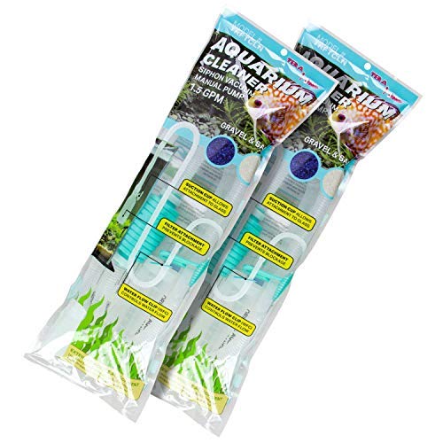 TERA PUMP TRFTCLN Aquarium Gravel Cleaner, 10-20 Gallon Tank, 2PK | BPA Free, Sand Cleaner / Water Siphon, Long Nozzle, Water Flow Controller