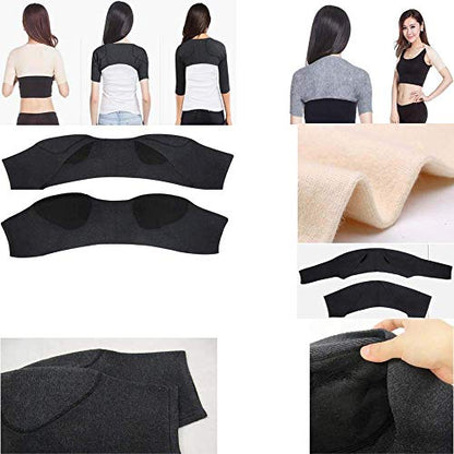 Knitted Double Shoulder Brace Warm Support Stability Compression Sleeve Wrap Recovery Office Home Knit Cashmere Guard for Rotator Cuff Shoulder - color: Dark Grey