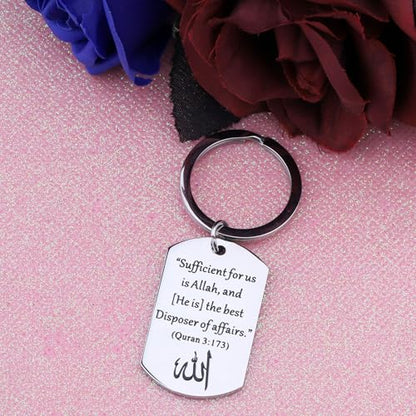 LQRI Islamic Quran Verse Keychain Sufficient for Us Is Allah The Disposer of Affairs Quran 3:173 Muslim Religious Gift