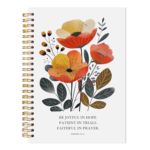 Boho Floral Christian Notebook, Romans 12:12 Bible Verse Journal, Religious Scripture Spiral Notebook, Prayer Journal for Woman, Christian Religious Gifts for Women, 5.5x8.3 - color: Floral Christian 9