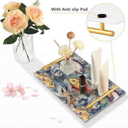 Retro Fish Decorative Trays Drawer Organizer Tray Desk Drawer Organizer for Bedroom