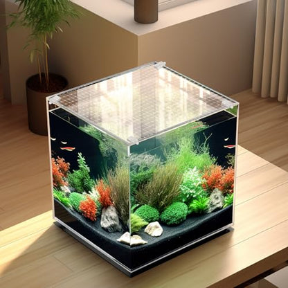 ibasenice Fish Tank Anti-Escaping Net Aquarium Mesh Cover Practical Fish Tank Netting Cover with 5 Brackets 27.55 X 20.86 in Breathable Top for Easy Cleaning