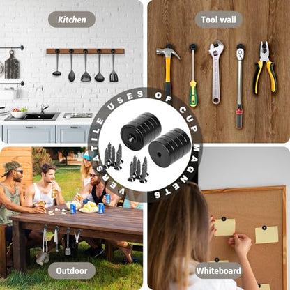 Neosmuk Black Magnets with Screws,60lbs+ Heavy Duty Rare Earth 4 Pack - color: Black, size: 60 lb