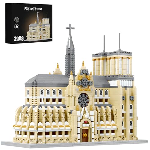 Notre Dame Cathedral Miniature Block Set (2908 Pieces) - Landmark Model Puzzle Toy, Suitable for Children and Adults as a Gift - style: Notre Dame Cathedral