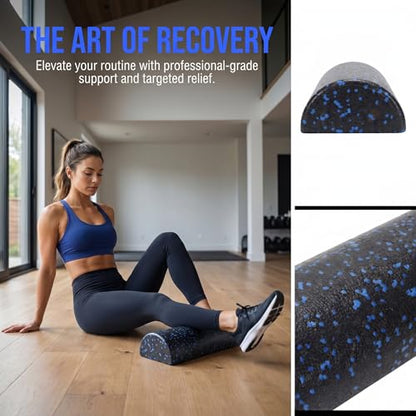 Half Round Foam Roller Neck Gym 18inch Length Muscle Roller Half Roller Foam, Massage Column Roller, Exercise Foam Roller for Yoga, Pilates & Stretching