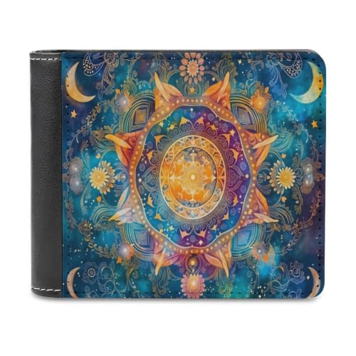 Mysterious Mandala Bifold Wallet 4.6x3.7 Inch,Slim Compact Folding Wallet with Card Slots And Cash Pocket Lightweight Wallet for Everyday Carry Travel Business - color: Mysterious Mandala